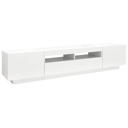 Meuble TV avec lumières LED Blanc 200cm