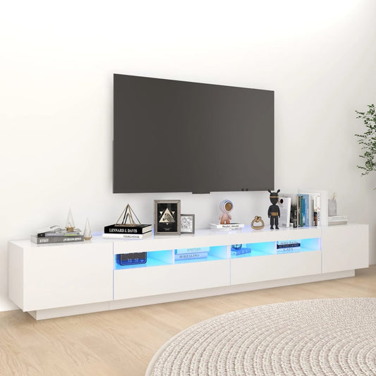 Meuble TV avec lumières LED Blanc 260cm