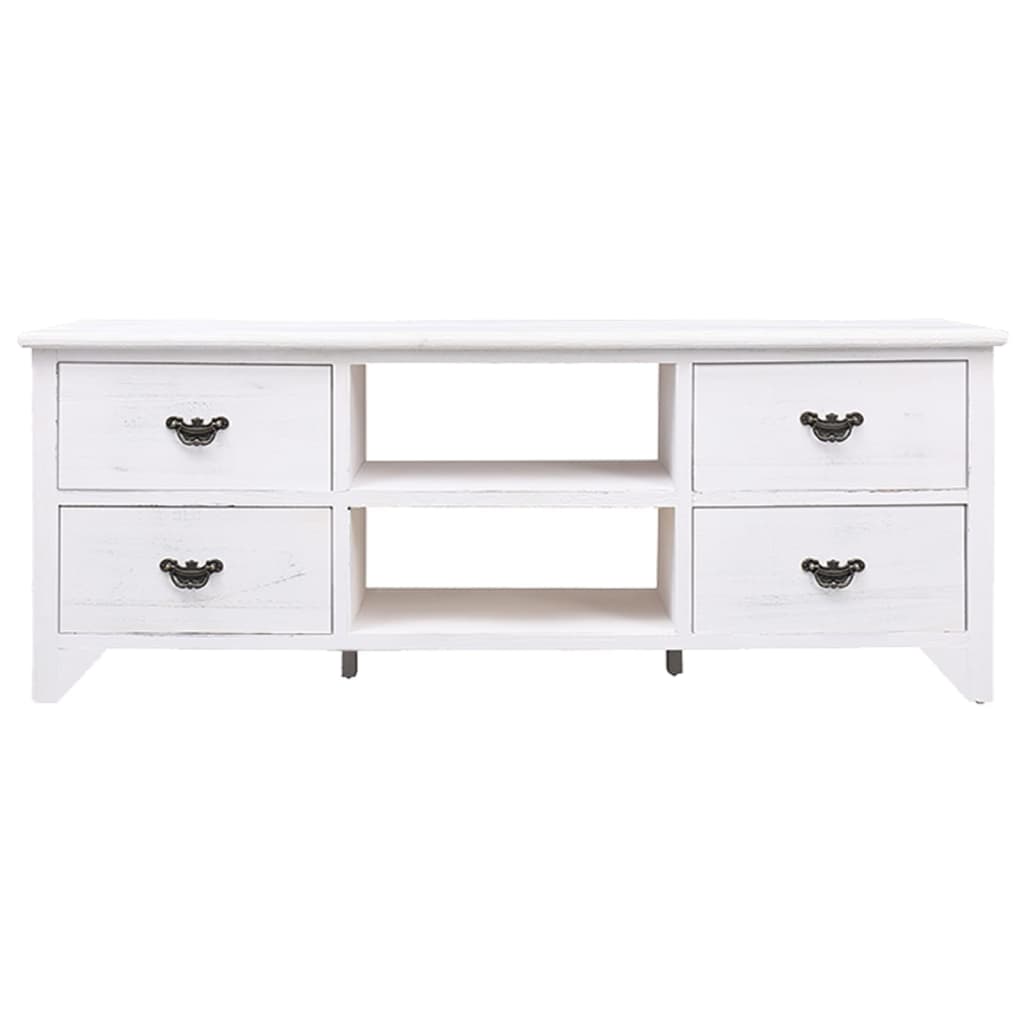 Meuble TV Blanc antique 108cm Bois de Paulownia