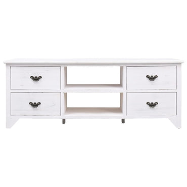 Meuble TV Blanc antique 108cm Bois de Paulownia