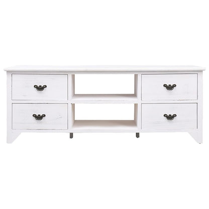 Meuble TV Blanc antique 108cm Bois de Paulownia
