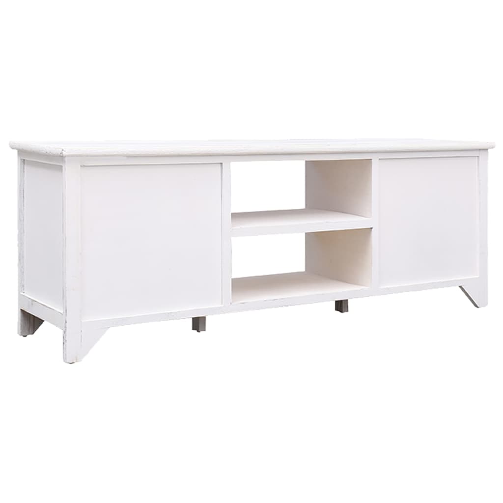 Meuble TV Blanc antique 108cm Bois de Paulownia