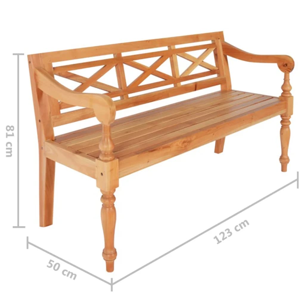 Banco de Batavia 123 cm de madera de caoba sólida marrón masiva