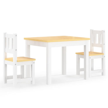 Conjunto de mesas e cadeiras para crianças 3 pcs brancos e bege