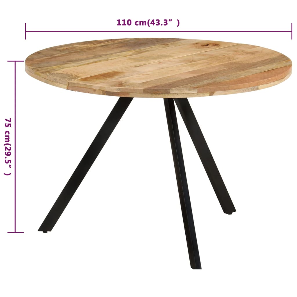 Table à manger ronde 110cm Bois de manguier massif