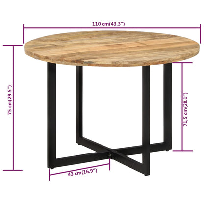 Table à manger ronde 110cm Bois de manguier massif