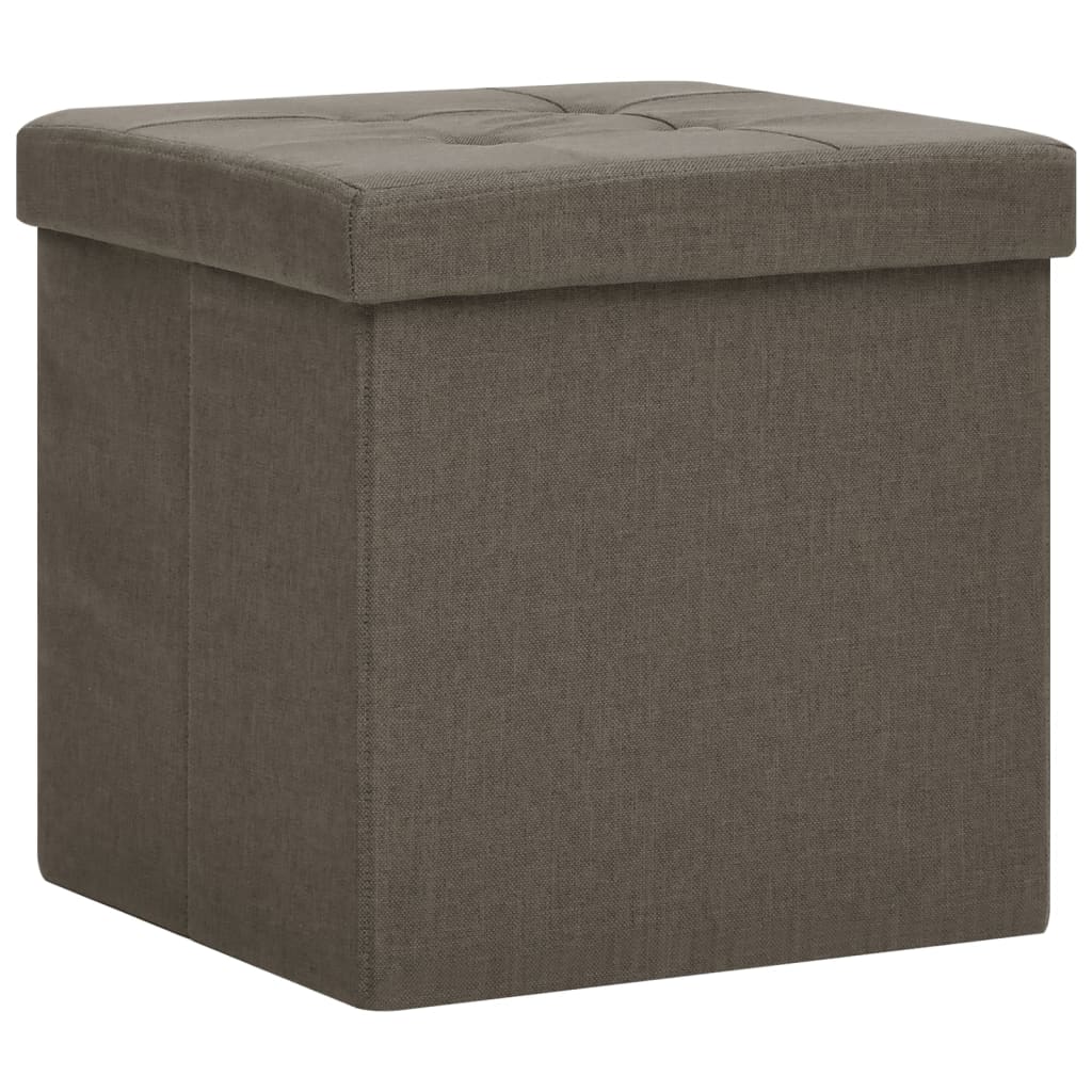 Tabourets de rangement pliables lot de 2 marron faux lin