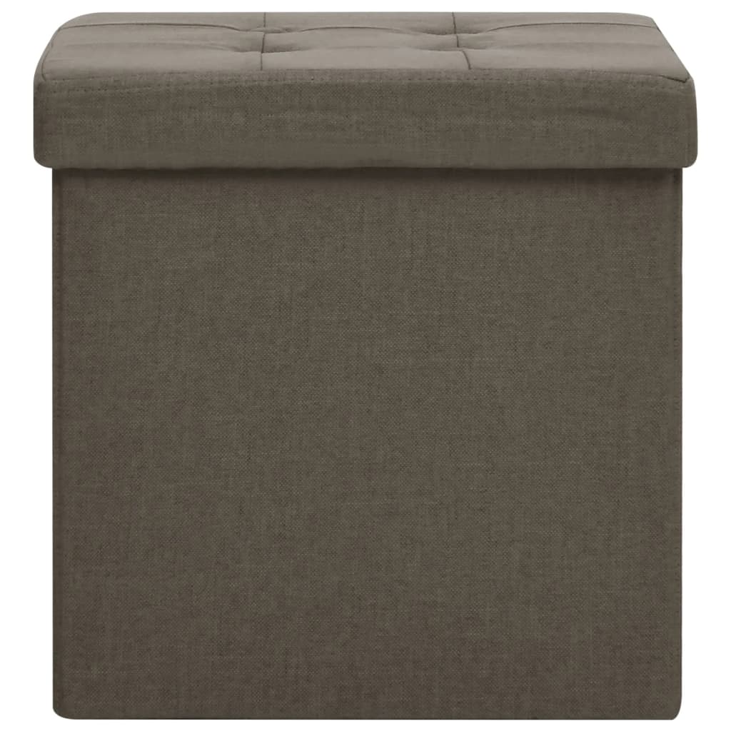 Tabourets de rangement pliables lot de 2 marron faux lin