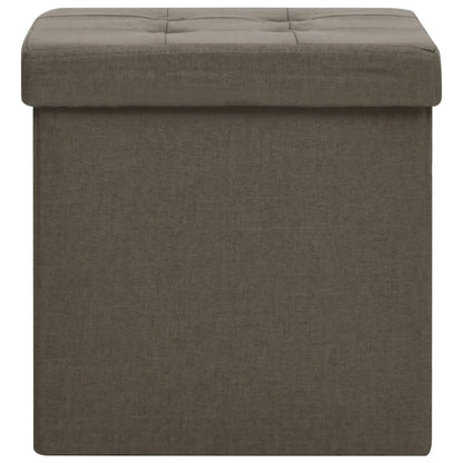 Tabourets de rangement pliables lot de 2 marron faux lin