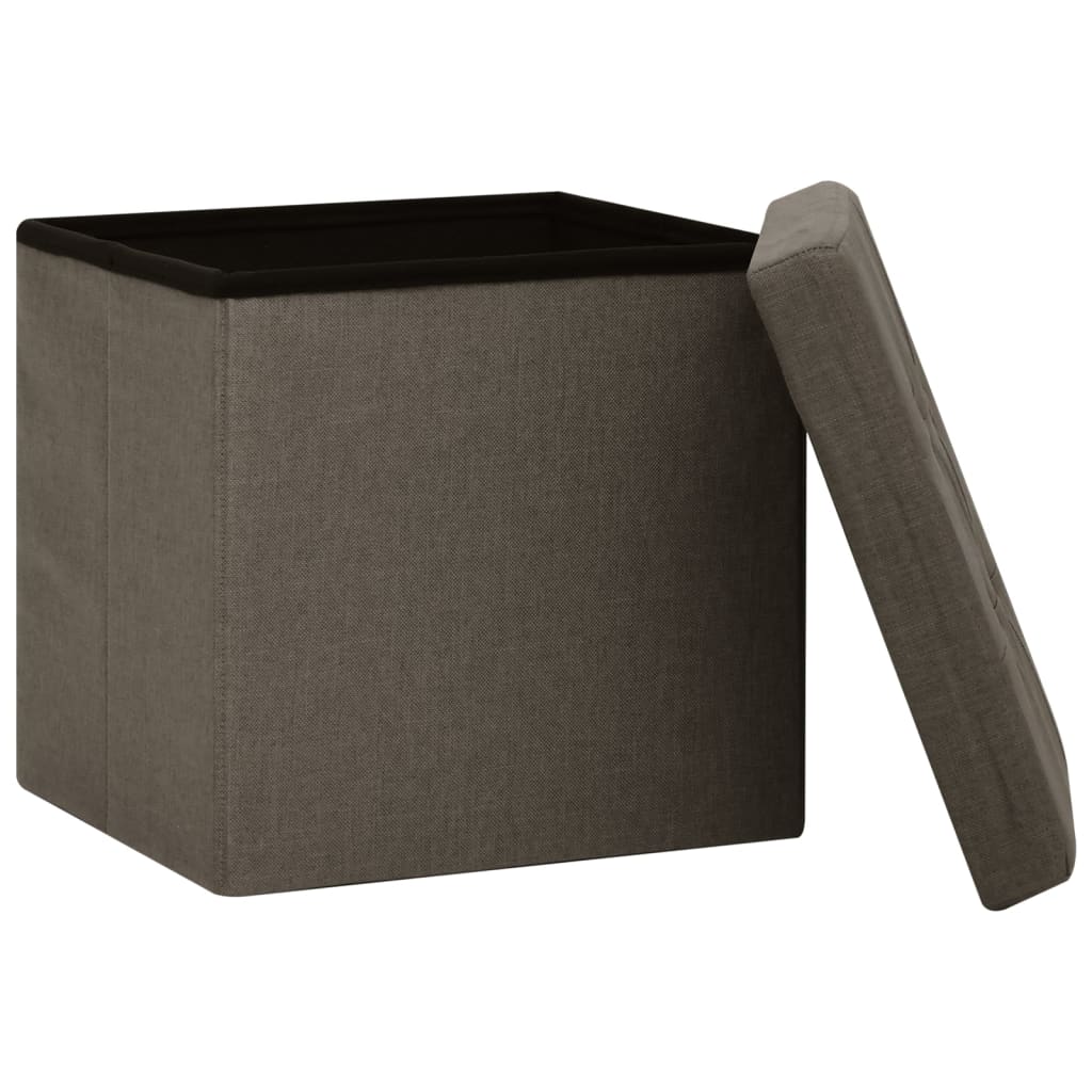 Tabourets de rangement pliables lot de 2 marron faux lin