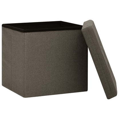 Tabourets de rangement pliables lot de 2 marron faux lin