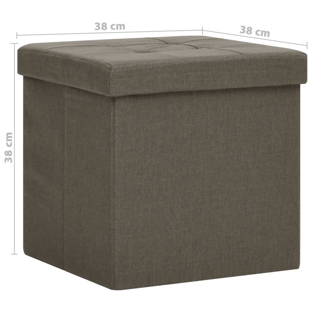 Tabourets de rangement pliables lot de 2 marron faux lin