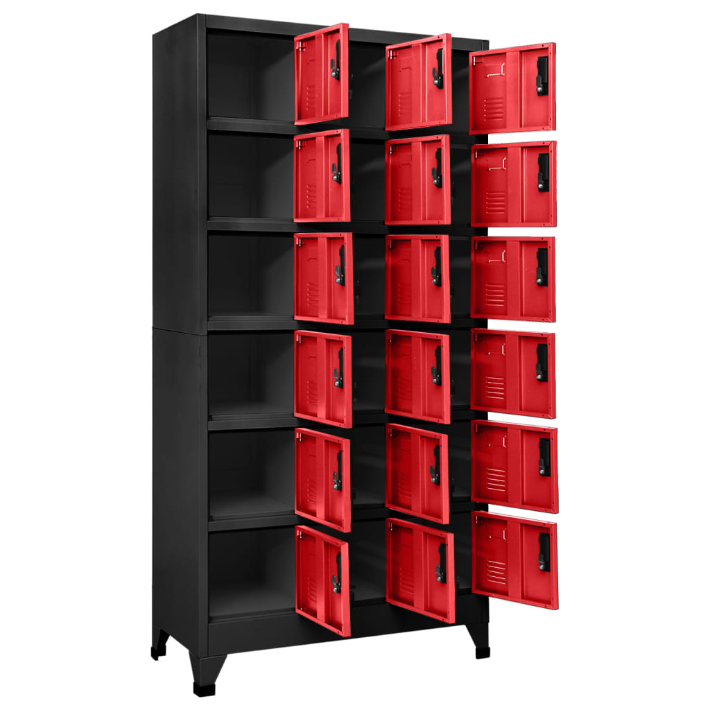 Anthrazit- und Rotschließstoffschrank 90x40x180 cm Stahl