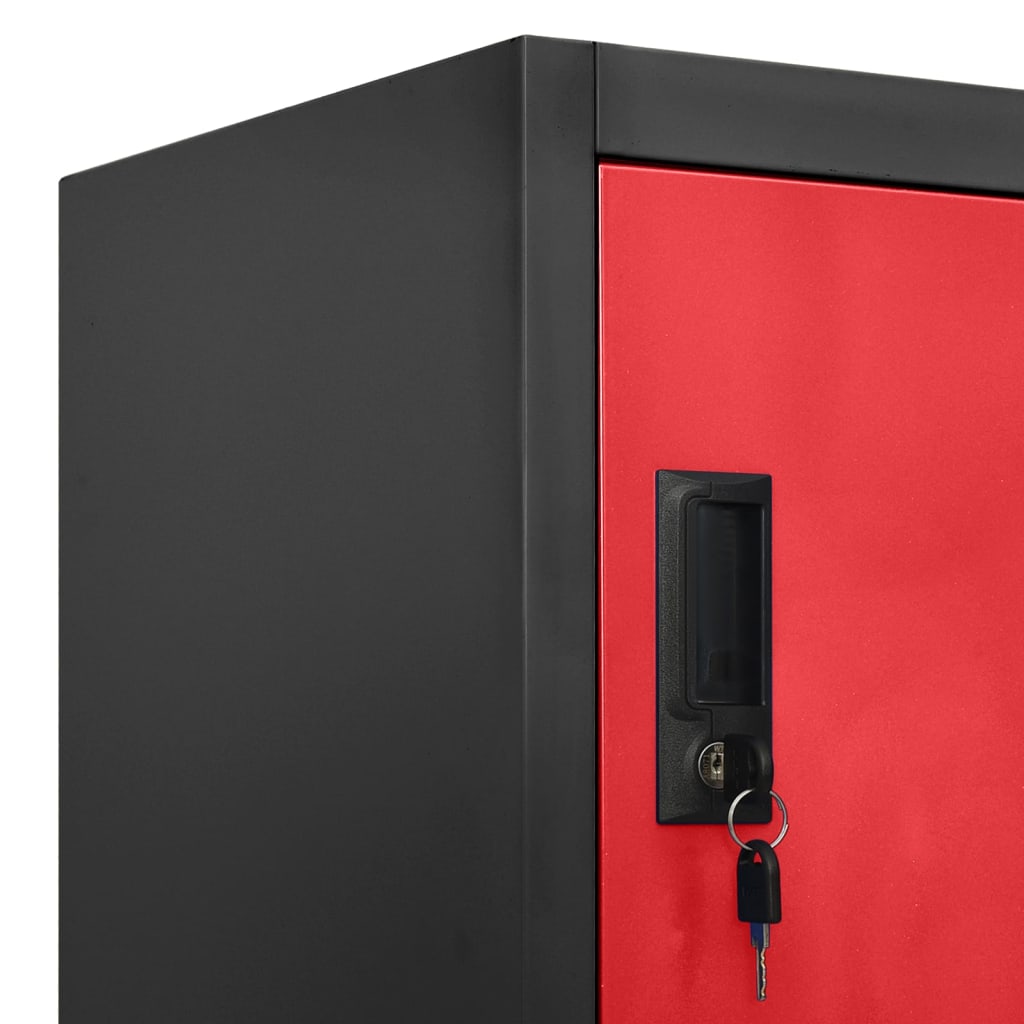 Anthrazit- und Rotschließstoffschrank 90x40x180 cm Stahl