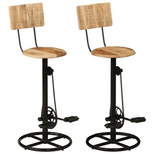 Tabourets de bar lot de 2 hauteur 75cm bois massif de manguier