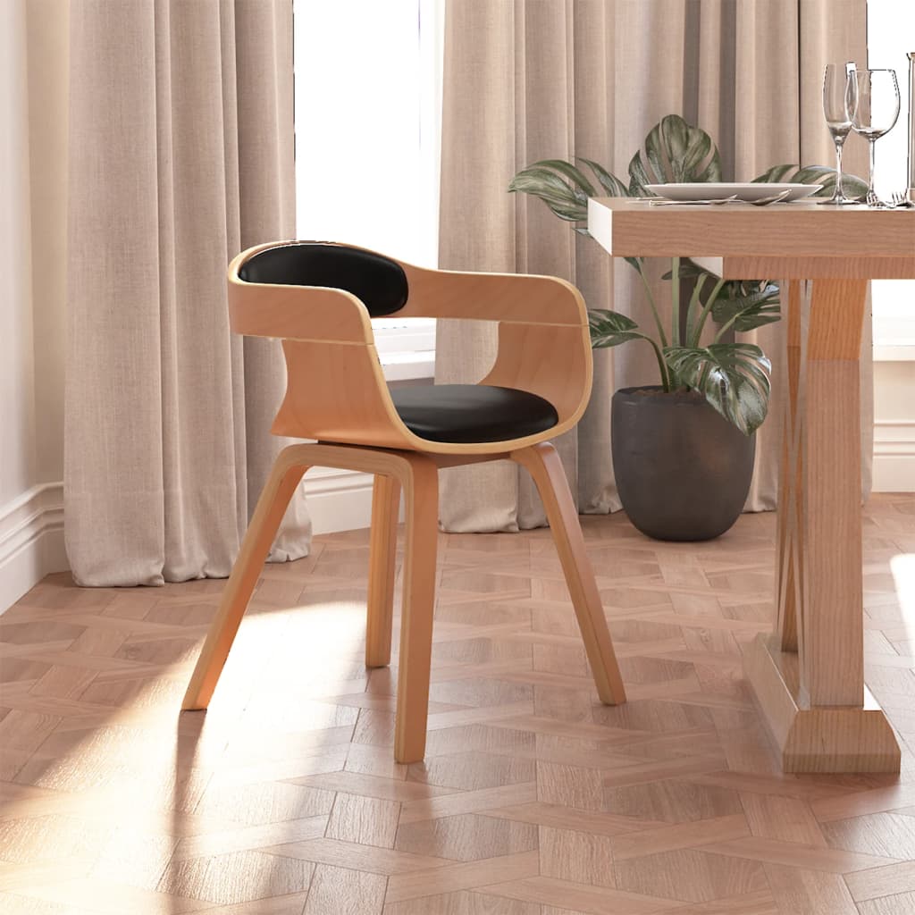 Chaise Bois courbé et similicuir Noir NOSTRA