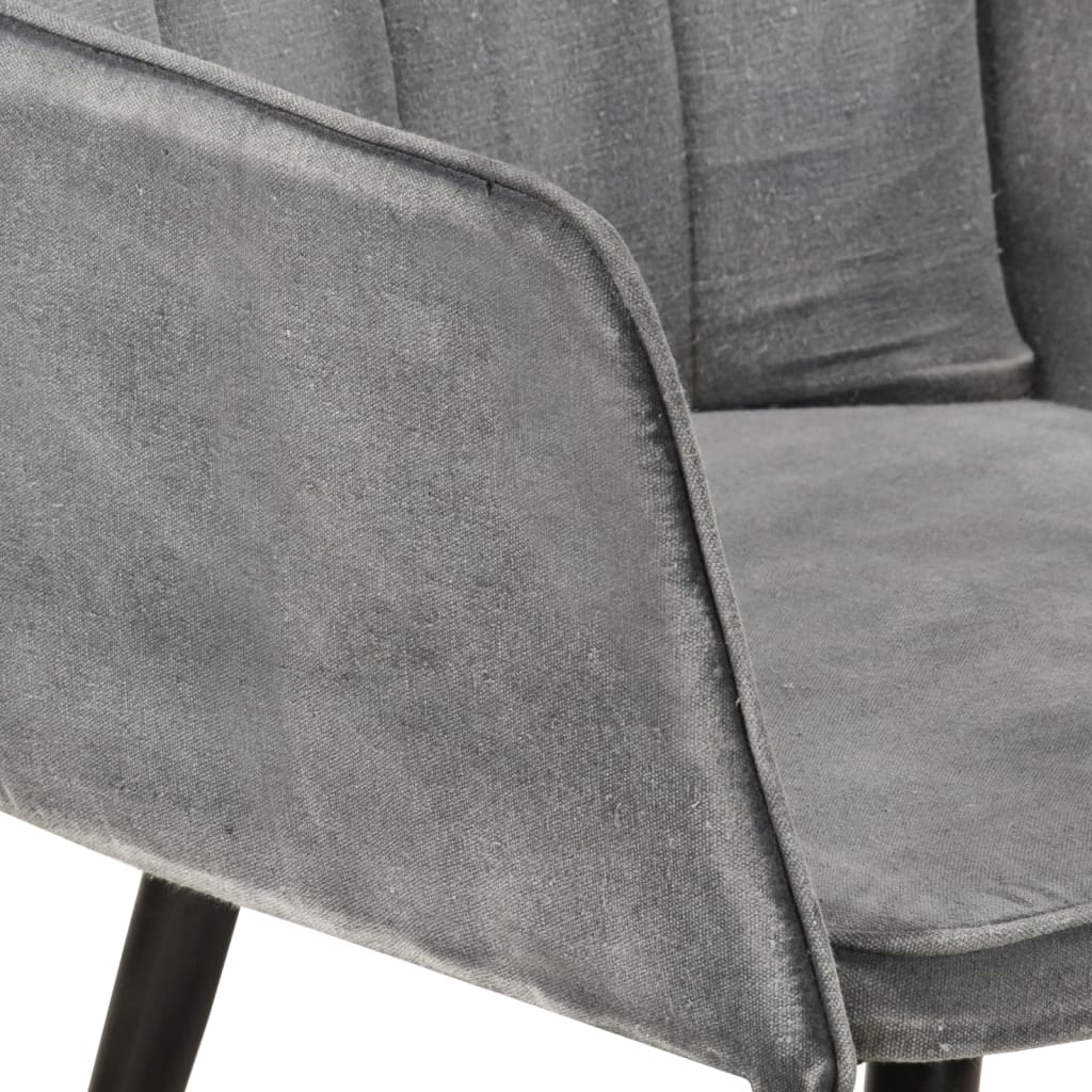 Chaise à oreilles avec repose-pied Gris vintage Toile