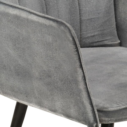 Chaise à oreilles avec repose-pied Gris vintage Toile