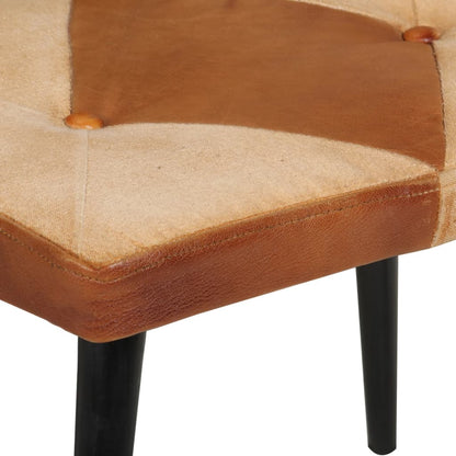 Fauteuil avec repose-pieds Marron Cuir véritable et toile