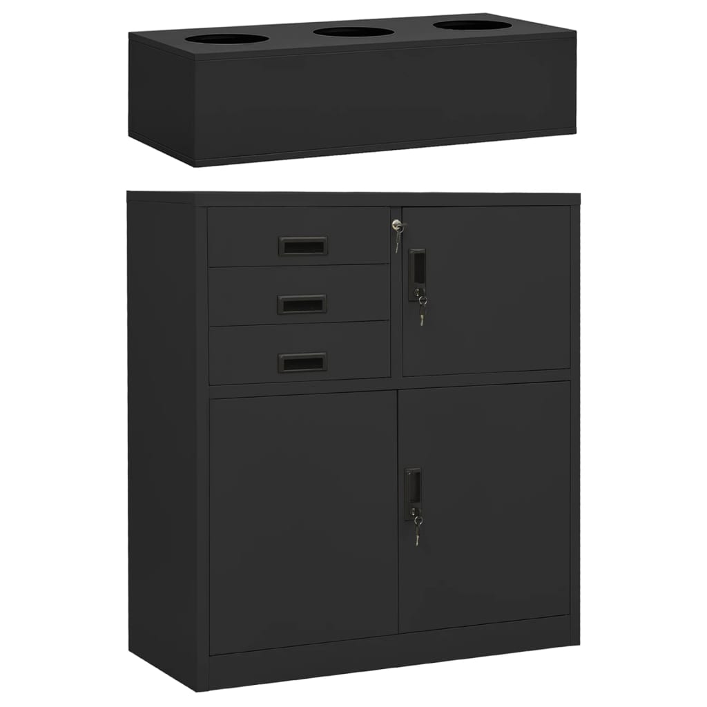 Office antracite e mobile da scrivania 90x40x125 cm acciaio