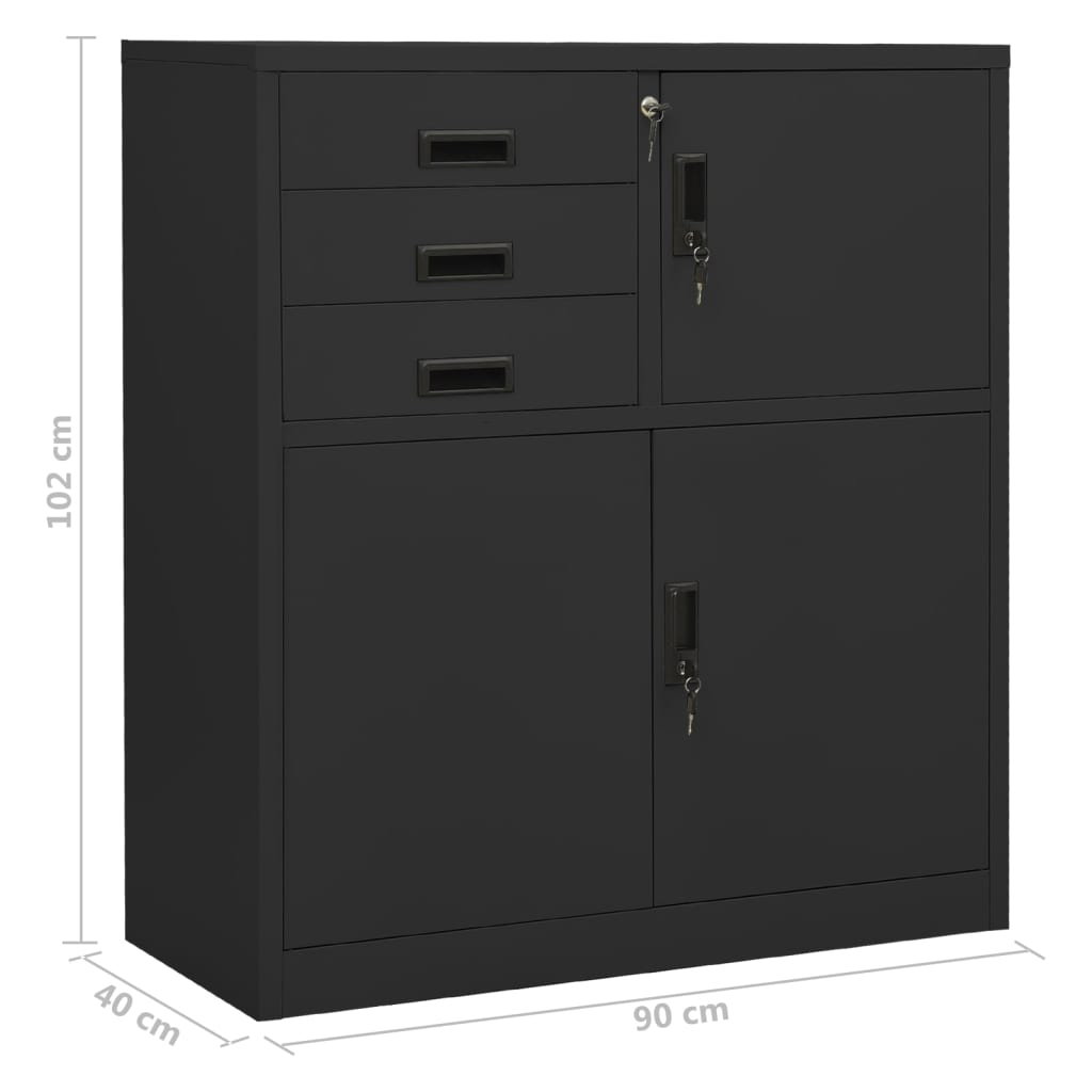 Office antracite e mobile da scrivania 90x40x125 cm acciaio