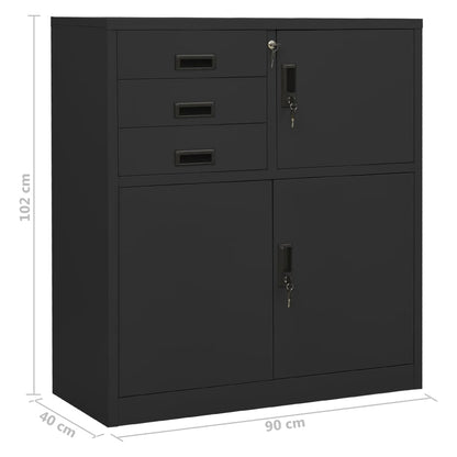 Office antracite e mobile da scrivania 90x40x125 cm acciaio