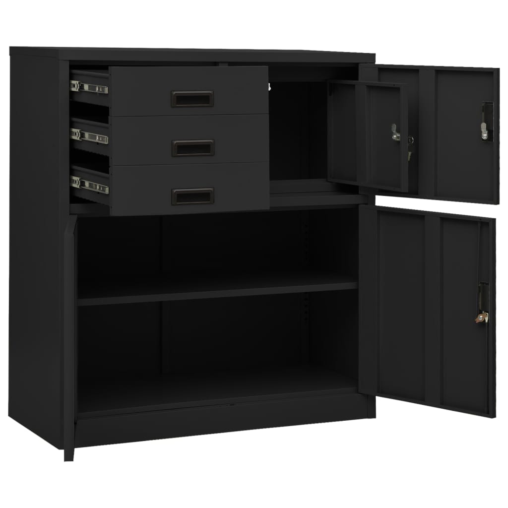 Office antracite e mobile da scrivania 90x40x125 cm acciaio
