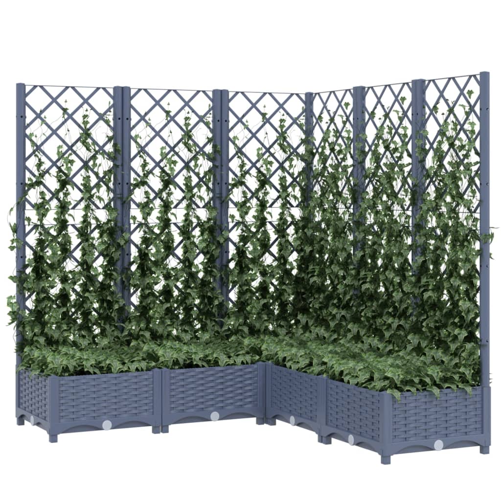 Jardinière avec treillis Gris foncé 120x120x121,5 cm PP