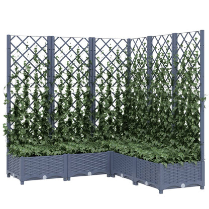 Jardinière avec treillis Gris foncé 120x120x121,5 cm PP