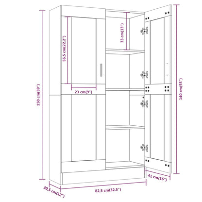 Sonoma Grey Showcase 82.5x30.5x150cm ingegneristica legna