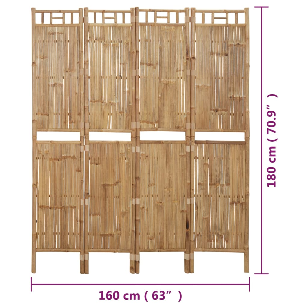 Separation partition 4 Bamboo panels 160x180 cm