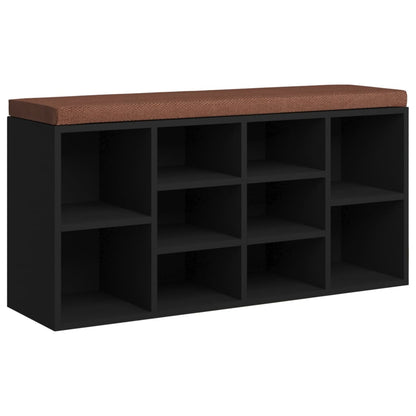 Banco de sapato preto 103x30x48 cm de engenharia de madeira