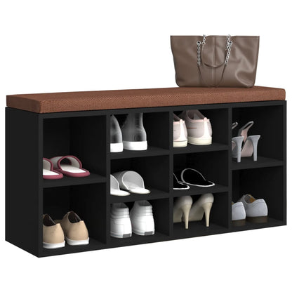 Banco de sapato preto 103x30x48 cm de engenharia de madeira