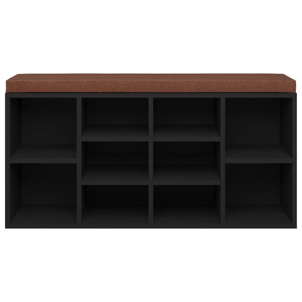 Banco de sapato preto 103x30x48 cm de engenharia de madeira