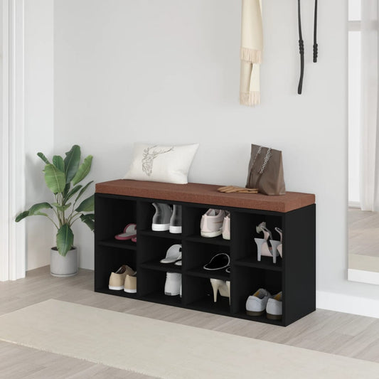 Black shoe bench 103x30x48 cm Engineering wood