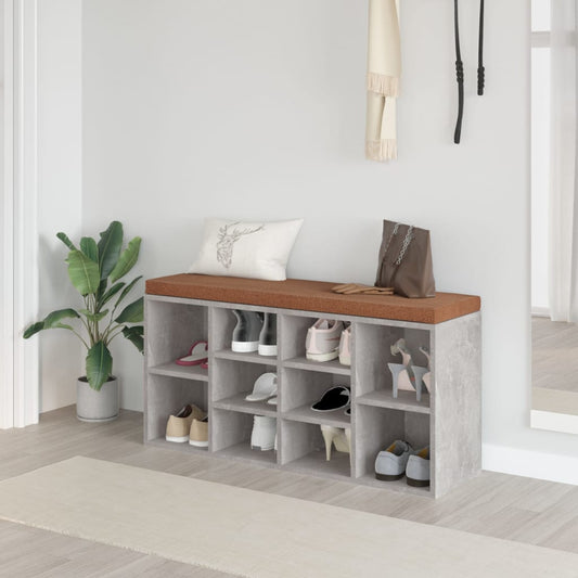 Gray concrete shoe bench 103x30x48 cm Engineering wood