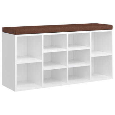 Brilliant white shoe bench 103x30x48 cm Engineering wood
