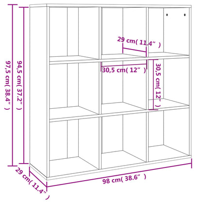 Cabinetto del libro in quercia affumicata 98x30x98 cm