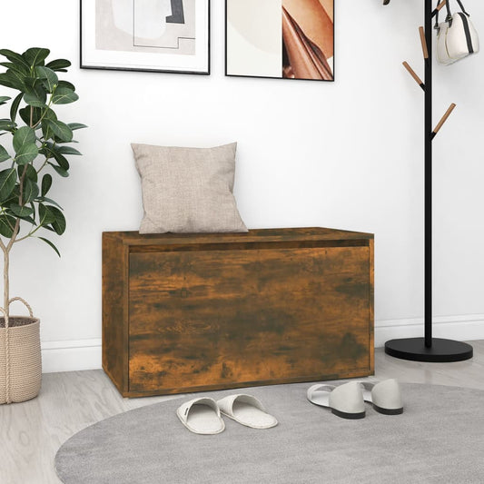 Panchina d'ingresso 80x40x45 cm Smoke Oak Engineering Wood