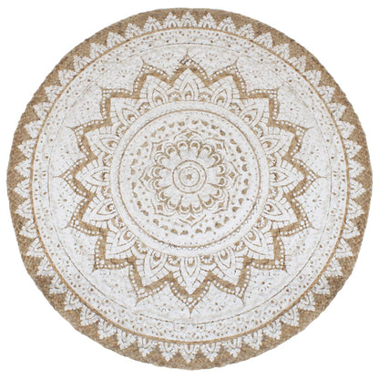 Tapis de sol Jute tressée imprimée 210 cm Rond