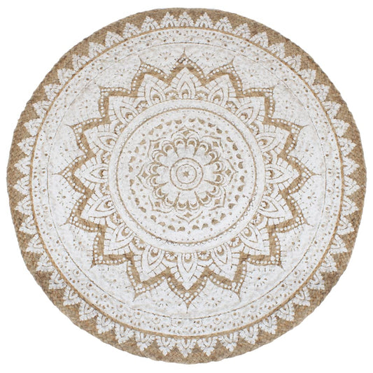 Tapis de sol Jute tressée imprimée 210 cm Rond