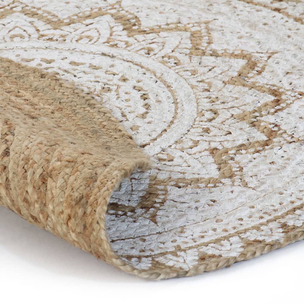 Tapis de sol Jute tressée imprimée 210 cm Rond