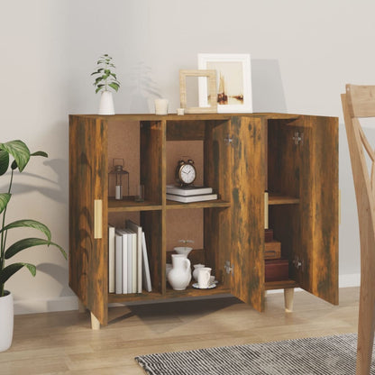 Buffet chêne fumé 90x34x80 cm bois d'ingénierie