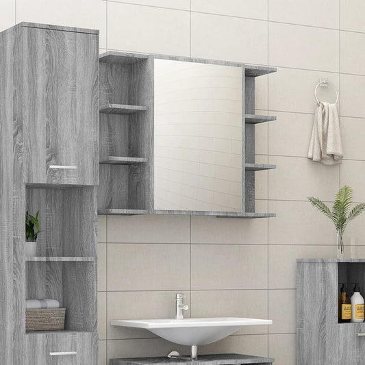 Sonoma Grey Bathroom Specchio mobile 80x20.5x64cm legno