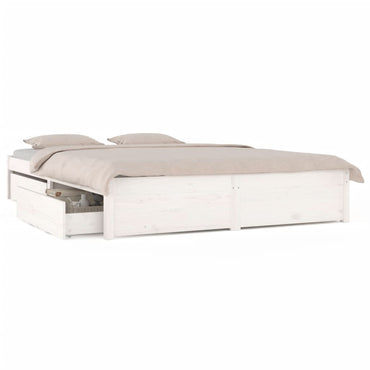Cadre de lit MATTEO avec tiroirs Blanc