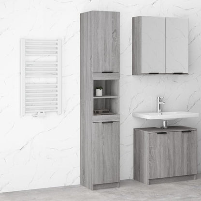 Armadio da bagno grigio Sonoma 32x34x188,5 cm legno di ingegneria