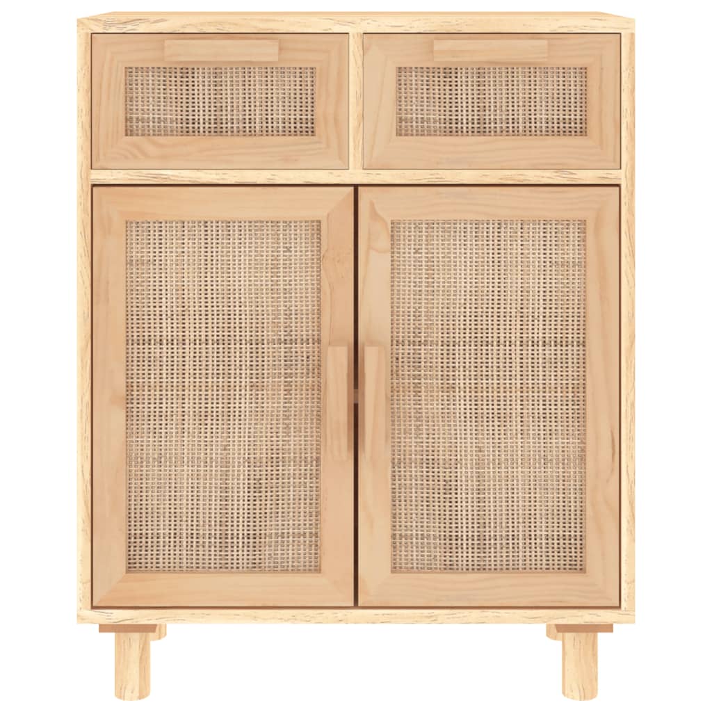 Buffet Marron 60x30x75 cm Bois de pin massif et rotin naturel BOHO