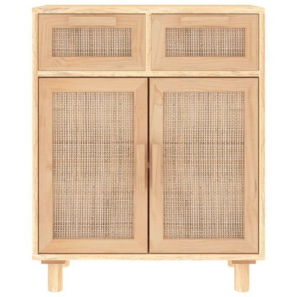 Buffet Marron 60x30x75 cm Bois de pin massif et rotin naturel BOHO