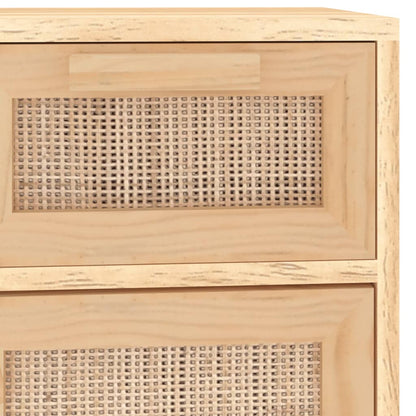 Buffet Marron 60x30x75 cm Bois de pin massif et rotin naturel BOHO