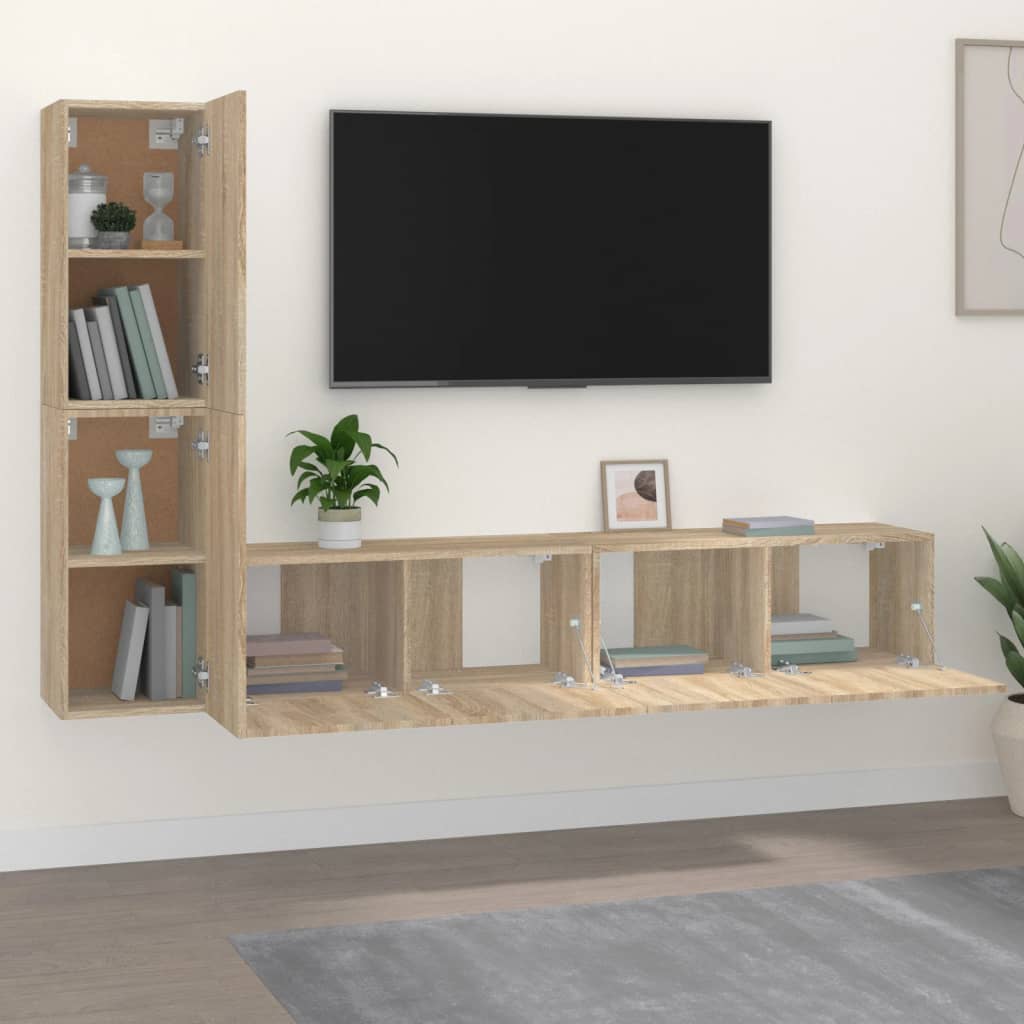 Composition murale de meubles TV 4 pcs Chêne sonoma Bois d'ingénierie